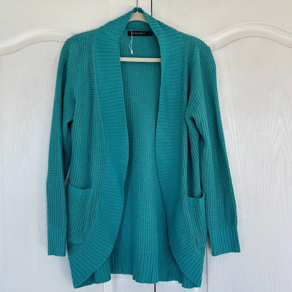 MEROKEETY Womens Long Sleeve Open Front Cardigan Chunky Knit Draped Sweater
